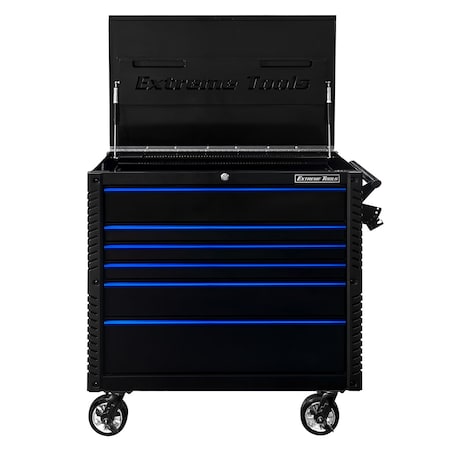 Extreme Tools Tool Cart, 6 Drawer, Black/Blue, 41 in W EX4106TCBKBL
